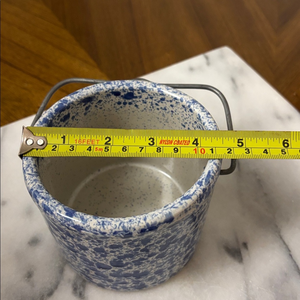 Blue Speckled Ceramic Crock with Handle - Picture 10 of 10